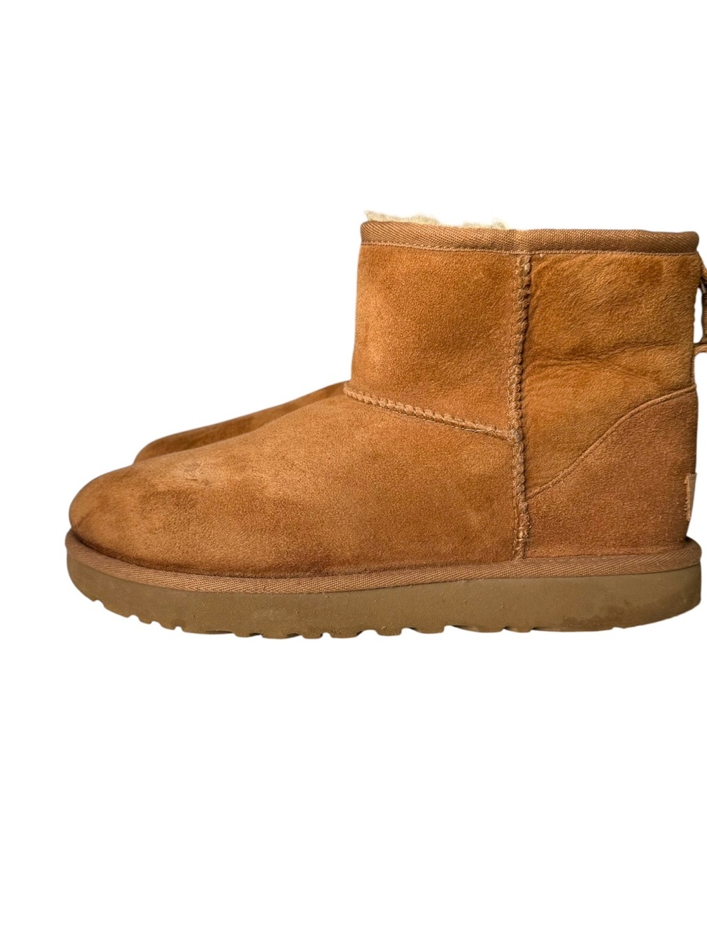 UGG Classic Mini Boots Size 9 US Chestnut Brown Tan Suede Wool Shearling Lining - Picture 5 of 16